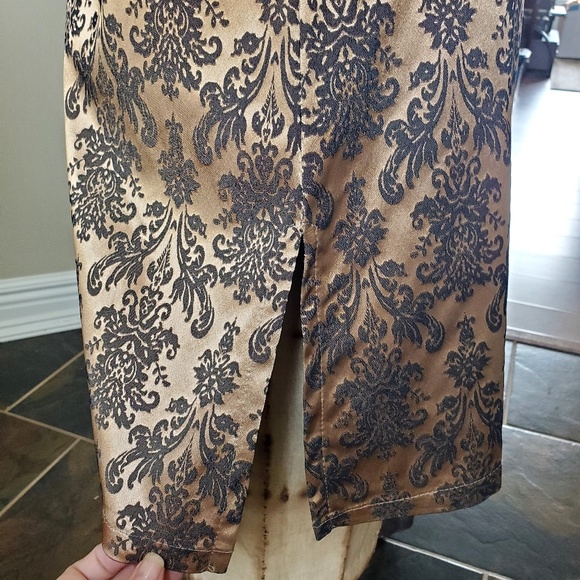 Copper/ black stretch scroll A-line skirt size 2/3 - Picture 5 of 6